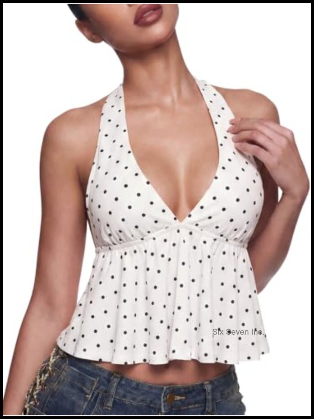 Halter Polka Dot Backless Peplum Tank Top Y2K Going Out Summer Top